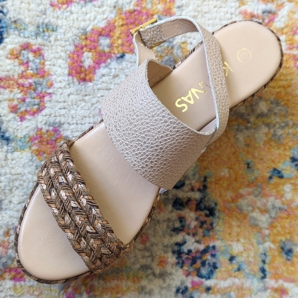 Kaanas Montpellier Leather Open Toe Sling Back Braided Espadrille Wedge Sandal 8 - Picture 8 of 16